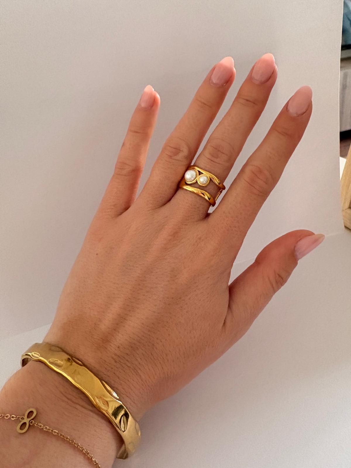 anillo two pearls
